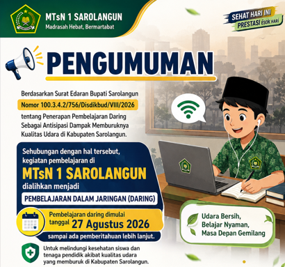 MTsN 1 Sarolangun Terapkan Pembelajaran Daring Akibat Polusi Udara