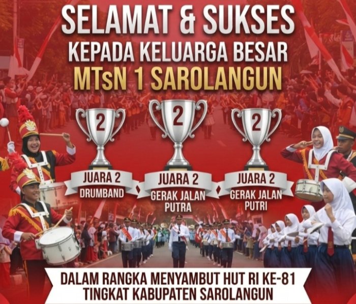 Harmoni Langkah dan Irama: MTsN 1 Sarolangun Borong Tiga Piala Juara 2 di HUT RI Ke-81 Harmoni Langkah dan Irama: MTsN 1 Sarolangun Borong Tiga Piala Juara 2 di HUT RI Ke-81